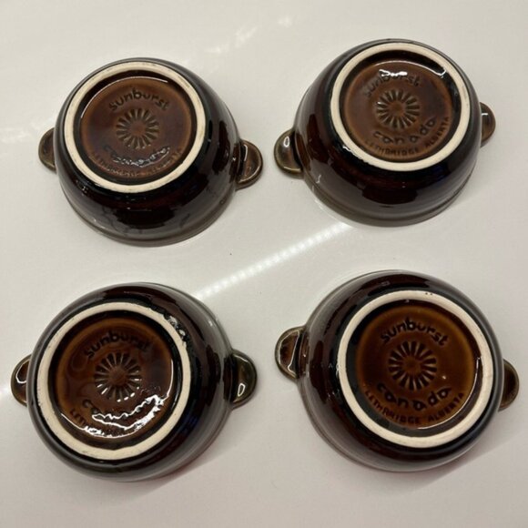 SUNBURST Canada Pottery Vintage Set of Four Soup Bowls Collectible Canadiana - Picture 4 of 10